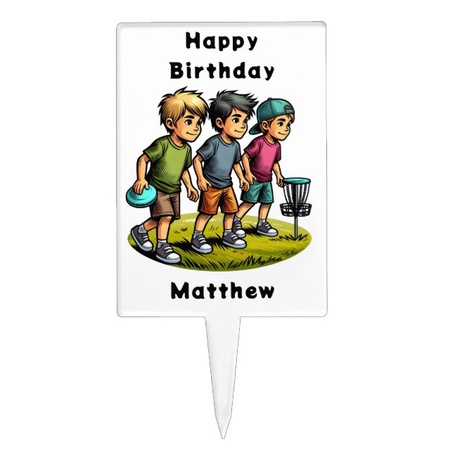 Personalized Disc Golf Boy's Birthday   Cake Topper (Front)