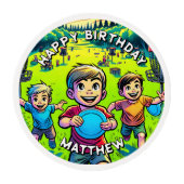 Personalized Disc Golf Boy's Birthday   Edible Frosting Rounds (Front)
