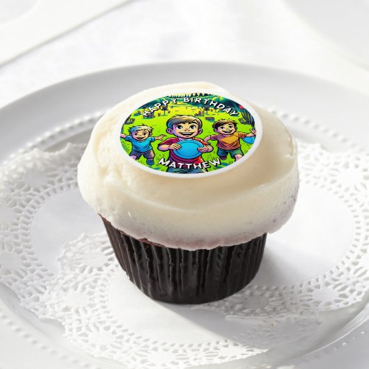 Personalized Disc Golf Boy's Birthday   Edible Frosting Rounds (Cupcake)