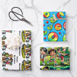 Personalized Disc Golf Boy's Birthday Wrapping Paper Sheets