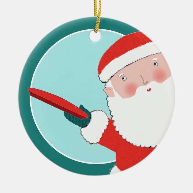 Personalized Disc Golf Holiday Gift Ceramic Ornament (Front)