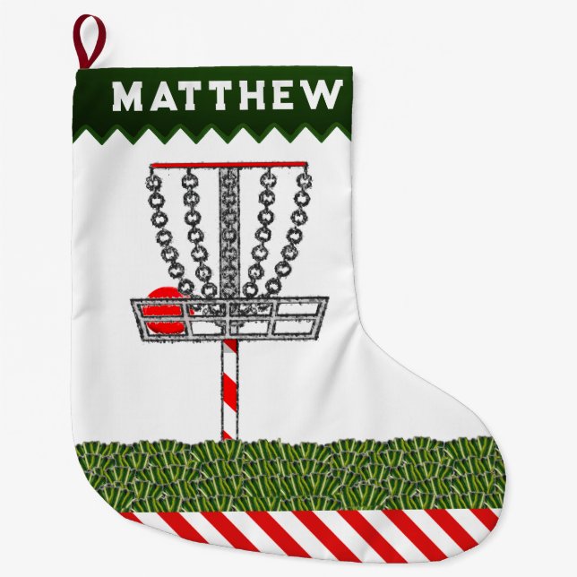 Personalized Disc Golf  Holiday Gift Large Christmas Stocking (Front)