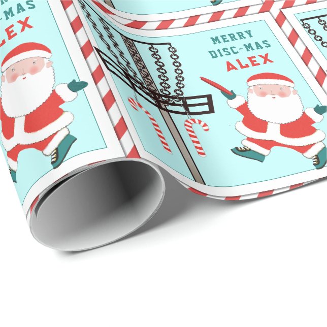 Personalized Disc Golf Holiday Gift Wrapping Paper (Roll Corner)