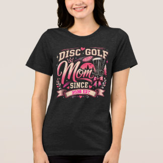 Personalized Disc Golf Mom Year Vintage Design Tri-Blend Shirt