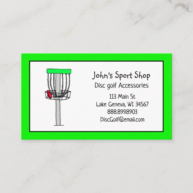 Personalized Disc Golf Shop Business  Card (Front)