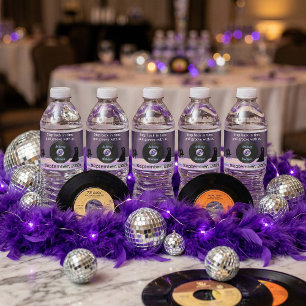 Personalized Disco 70s Wedding Water Bottle Label