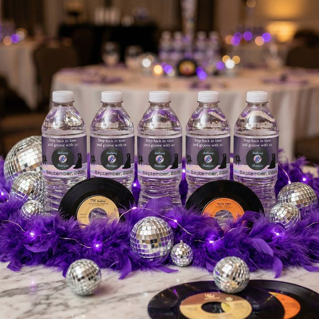 Personalized Disco 70s Wedding Water Bottle Label (Creator Uploaded)