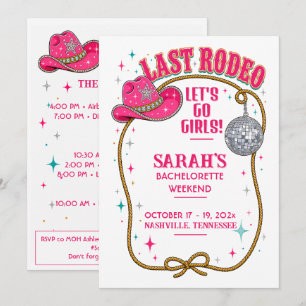 Personalized Disco Cowgirl Last Rodeo Bachelorette Invitation