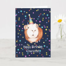 Personalized Disco Guinea Pig Birthday Card