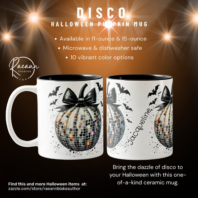 Personalized Disco Halloween Pumpkin Ceramic Mug (Creator Uploaded)