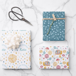 Personalized Disco Snail Garden Party Birthday Wrapping Paper Sheets