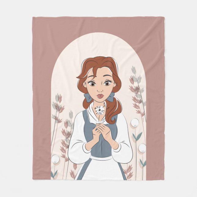 Personalized Disney | Belle in the Garden Fleece Blanket (Front)