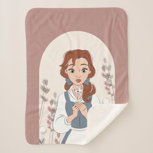 Personalized Disney  Belle in the Garden Sherpa Blanket