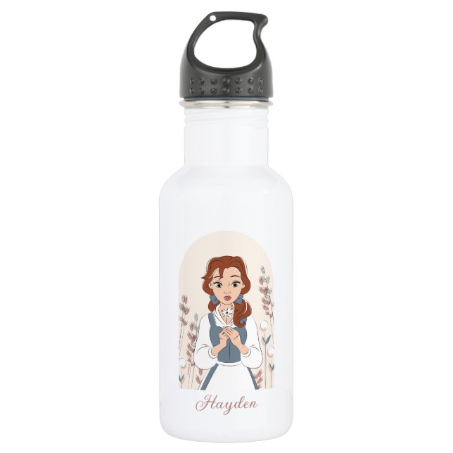 Personalized Disney | Belle in the Garden Stainless Steel Water Bottle (Front)