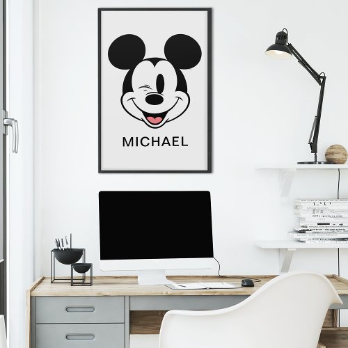 Personalized Disney Mickey Mouse Winking Face Poster