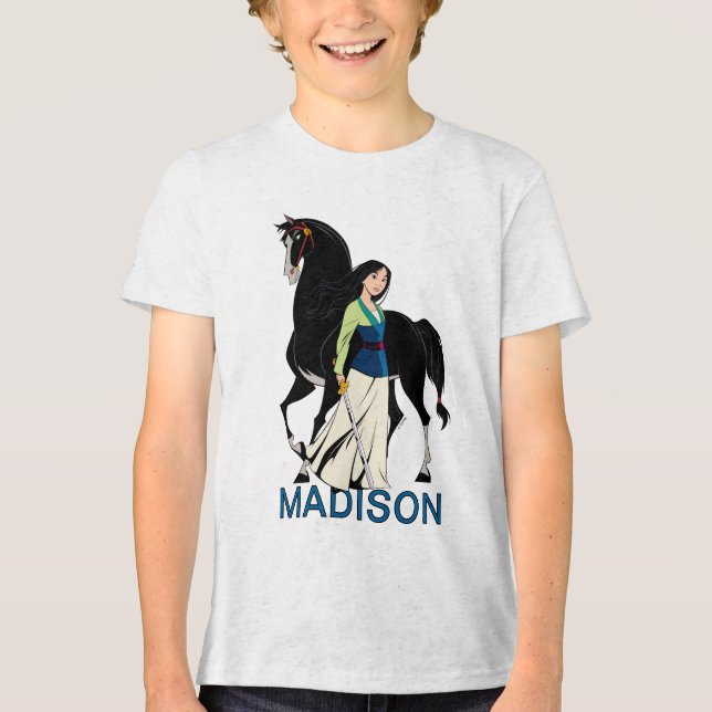 Personalized Disney Mulan & Khan Warrior Princess Tri-Blend Shirt (Front)