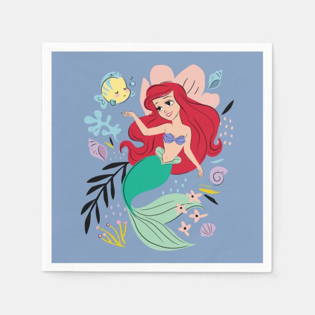 Personalized Disney Princess | Ariel & the Ocean Napkins (Front)