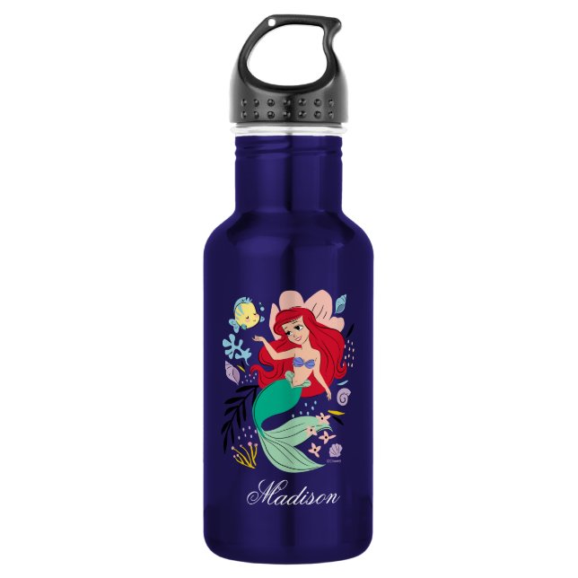 Personalized Disney Princess | Ariel & the Ocean Stainless Steel Water Bottle (Front)