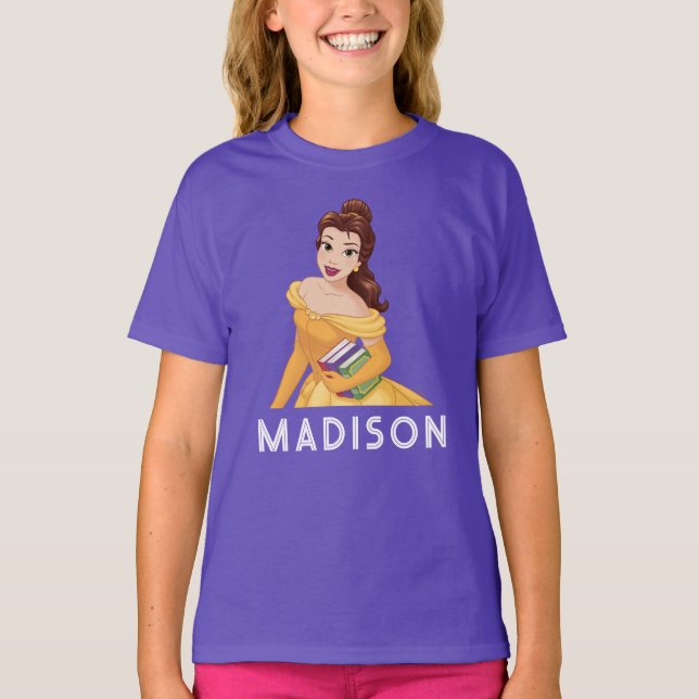Personalized Disney Princess Belle Reading T-Shirt (Front)