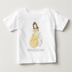 Personalized Disney Princess Belle Watercolor Baby T-Shirt