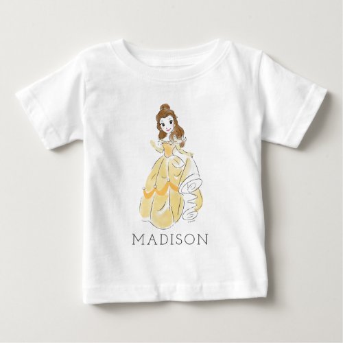 Personalized Disney Princess Belle Watercolor Baby T_Shirt