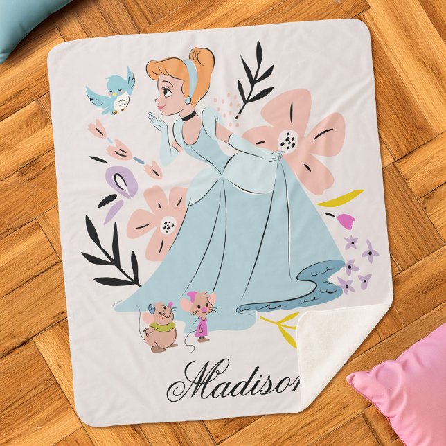 Personalized Disney Princess | Cinderella Sherpa Blanket (Blanket on simulated floor)