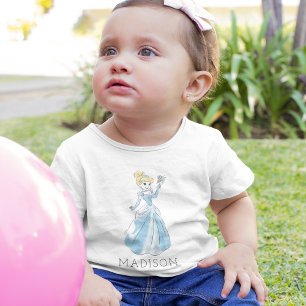 Personalized Disney Princess Cinderella Watercolor Baby T-Shirt
