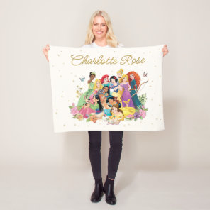 Personalized Disney Princess Floral Fleece Blanket
