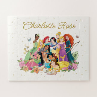 Personalized Disney Princess Floral Jigsaw Puzzle