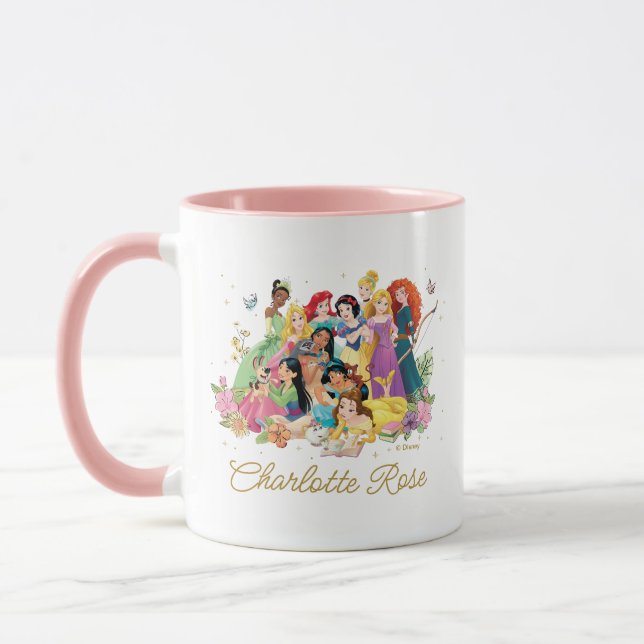 Personalized Disney Princess Floral Mug (Left)