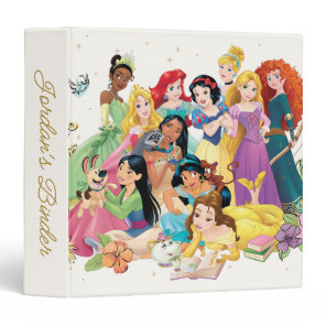 Personalized Disney Princess Floral Sketch 3 Ring Binder