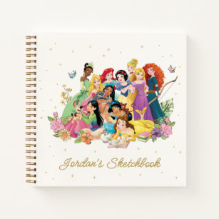 Personalized Disney Princess Floral Sketch Notebook