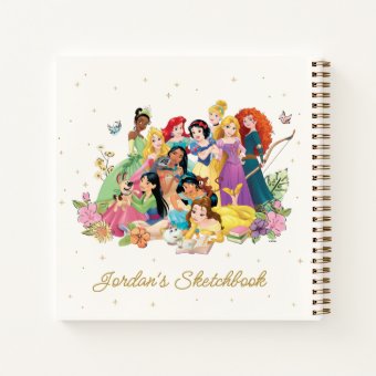 Personalized Disney Princess Floral Sketch Notebook | Zazzle