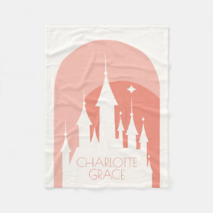 Personalized Disney Princess Pink Castle Fleece Blanket