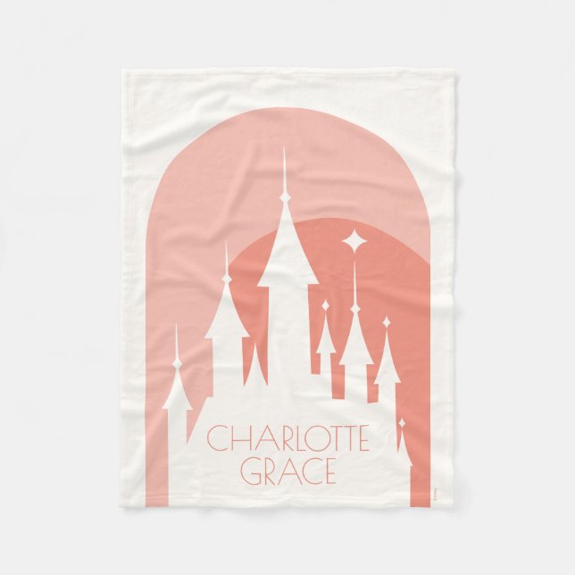 Personalized Disney Princess Pink Castle Fleece Blanket (Front)
