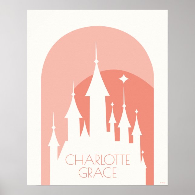 Personalized Disney Princess Pink Castle Poster (Front)