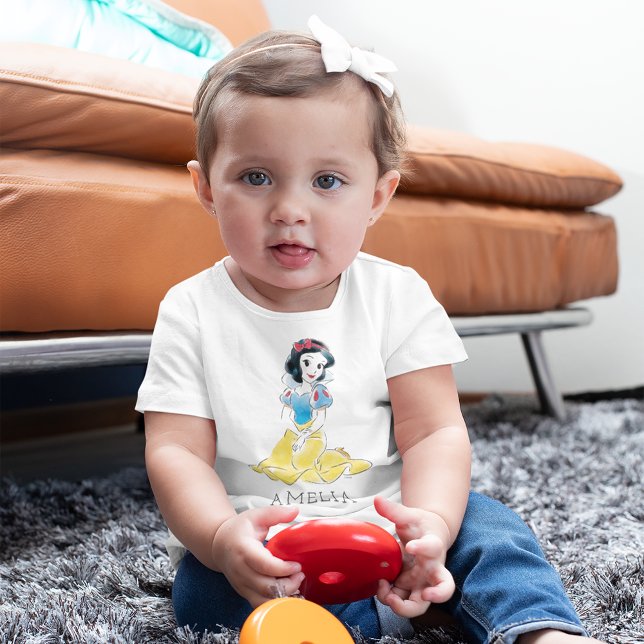 Personalized Disney Princess Snow White Watercolor Baby T-Shirt (Baby wearing shirt)