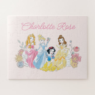 Personalized Disney Princess Watercolor Floral  Jigsaw Puzzle