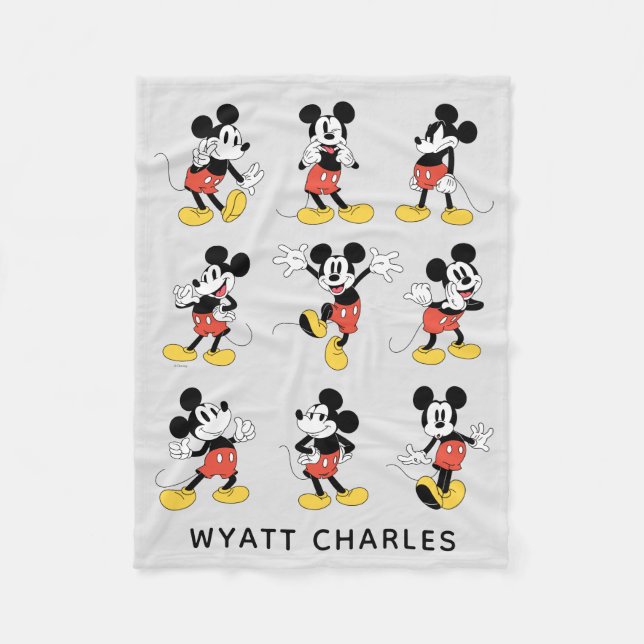 Personalized Disney's Mickey Mouse Emotions Fleece Blanket (Front)