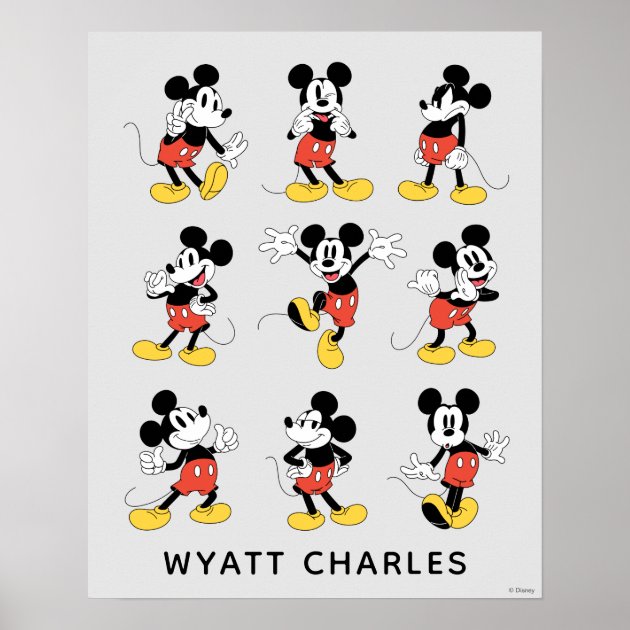 Personalized Disney's Mickey Mouse Emotions Poster | Zazzle