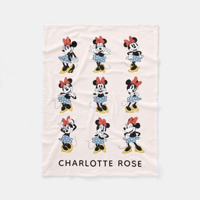 Personalized Disney's Minnie Mouse Emotions Fleece Blanket (Front)