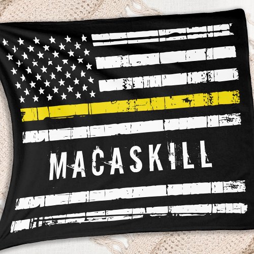 Personalized Dispatcher Flag Thin Yellow Line Fleece Blanket