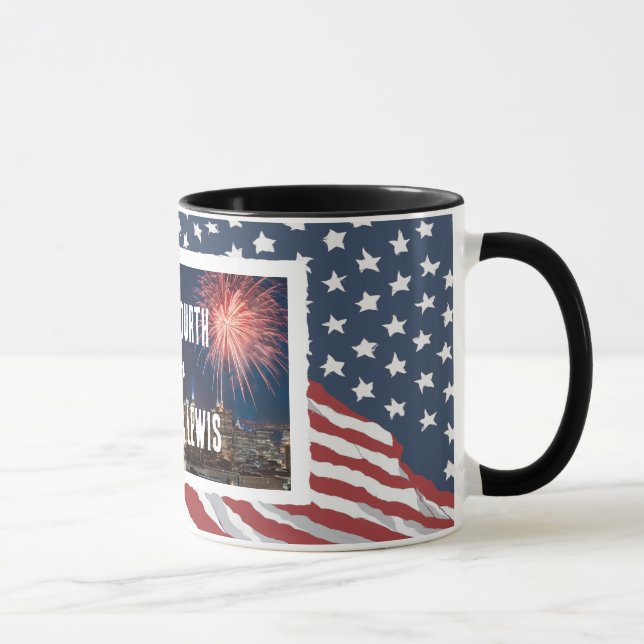 Personalized Distressed American Flag Mug (Right)