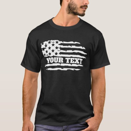 Personalized Distressed American Flag T_Shirt