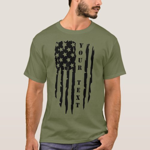 Personalized Distressed American Flag T_Shirt