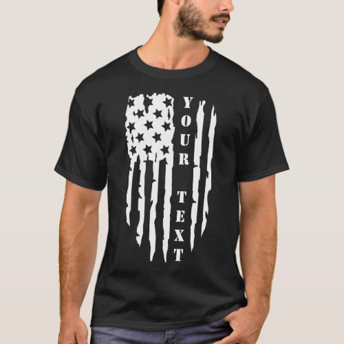 Personalized Distressed American Flag T_Shirt