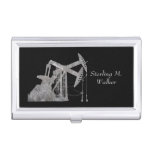 Personalized Distressed Metal Oilfield Design Business Card Case