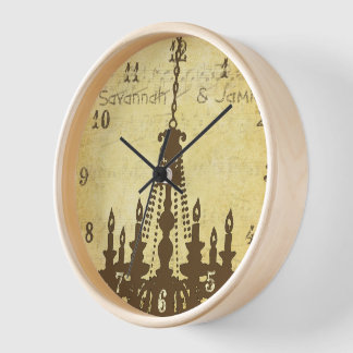 Personalized Distressed Musical Note Chandelier Wall Clock