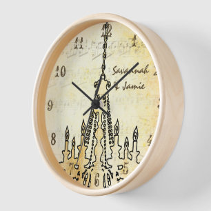 Personalized Distressed Musical Note Chandelier Wall Clock