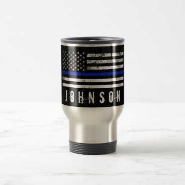 Personalized Distressed Style American Police Flag Travel Mug Personalized Distressed Style American Police Flag Travel Mug